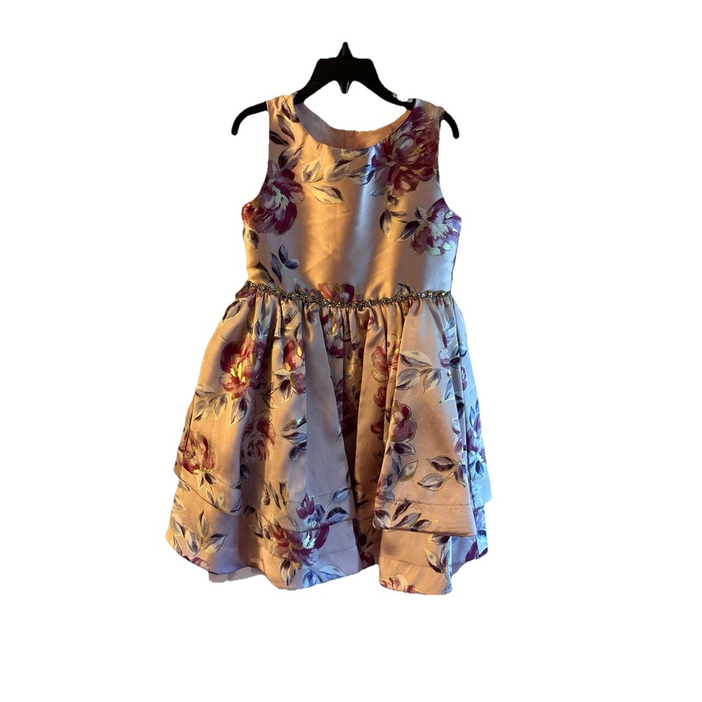 GIRL EASTER/SPRING/SPECIAL OCCASION SLEEVELESS TULLE DRESS Sz 6X LAVENDER/FLORAL